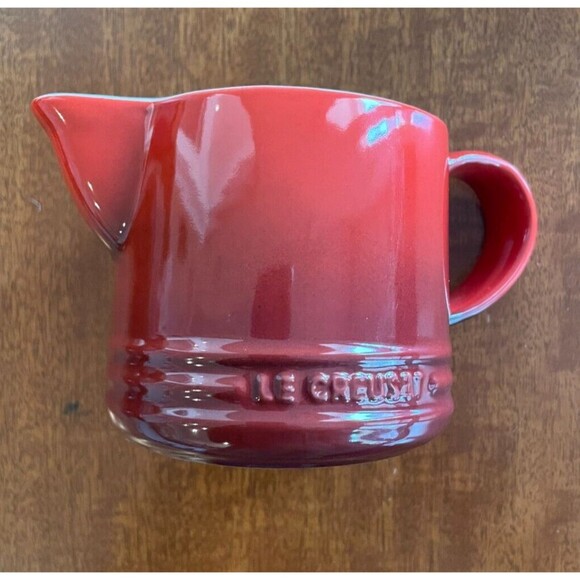 Le Creuset Stoneware Signature Cream and Sugar Set Cerise Cherry Red NEW - Picture 11 of 16